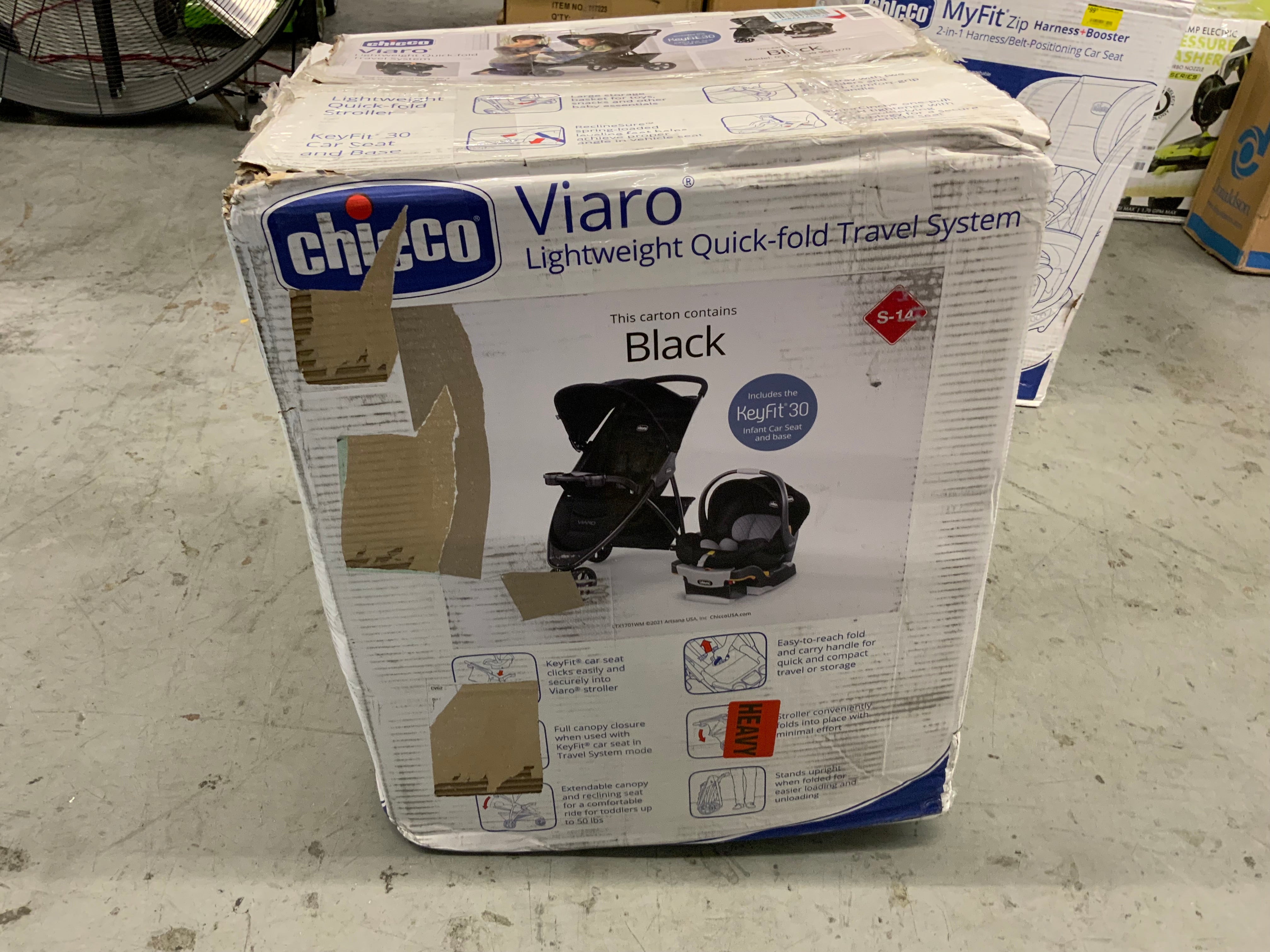 Chicco Viaro Quick-Fold Travel System, Includes Infant Car Seat and Base (Black) (8092137390318)
